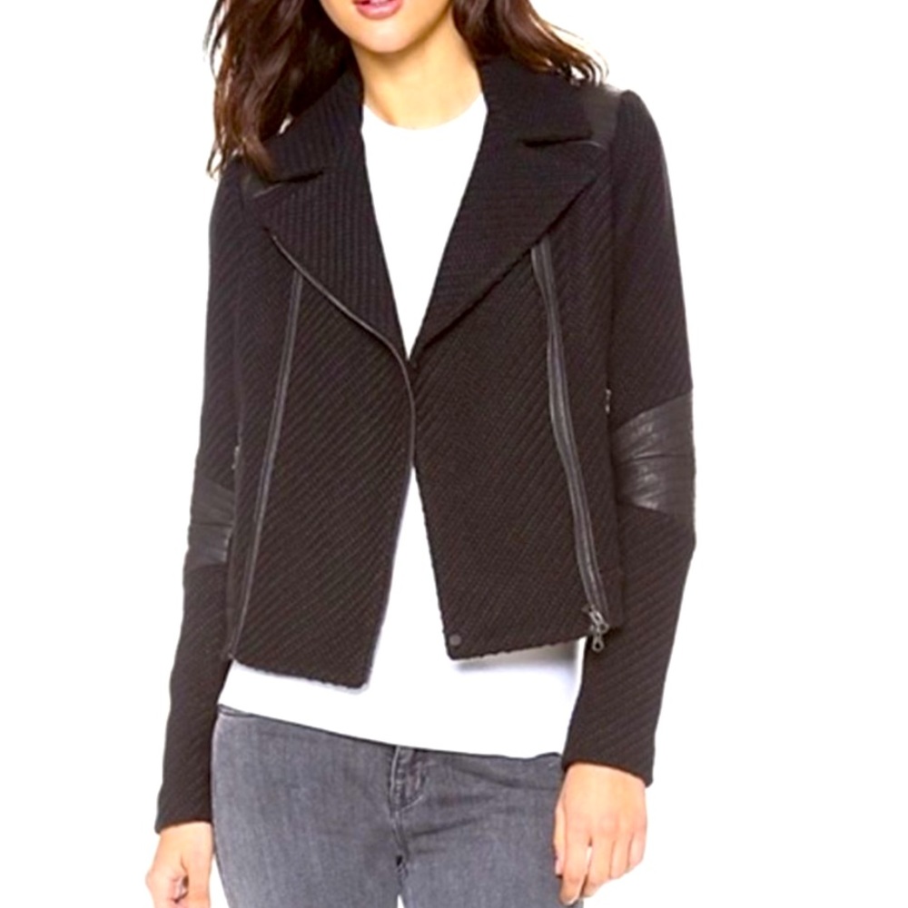 Vince moto jacket in tweed and leather